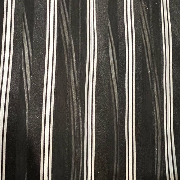 White House Black Market Black Sheer Shadow Stripe Button Down Shirt size 10 EUC - Picture 10 of 11